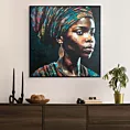 Obraz drukowany na płótnie portret tajemniczej kobiety z kolorowym turbanem