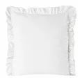Poszewka na poduszkę 45x45 cm welwetowa, biała zdobiona na brzegach falbanami VELVET 25 Eurofirany Premium