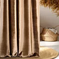 Zasłona szyta na taśmie 5 cm SAFARI jasnobrązowa z miękkiej welwetowej tkaniny z połyskiem