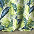 Zasłona biało, zielona w palmowe liście, zaciemniająca 140x250 cm przelotka - HANNA
