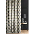 Zasłona szyta na taśmie 5 cm NEVIA srebrno złota z ekskluzywnej połyskującej tkaniny o geometrycznym wzorze Italissima Eva Minge