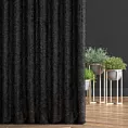 Zasłona szyta na tunelu czarna z tkaniny z aplikacją i haftem
