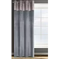 Zasłona grafitowa z aplikacją z błyszczącego welwetu 140x250 cm przelotka - AGNES - Design 91