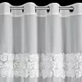 Firana biała z szyfonu zdobiona aplikacją 3D w róże 140x250 cm przelotki - ROSES8 - Eva Minge