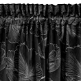 Zasłona czarna w srebrne kwiaty z błyszczącego welwetu 140x300 cm taśma - STELLA
