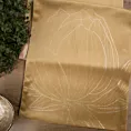 Bieżnik na stół miodowo, złocisty 35x140 cm welwetowy BLINK 12 z dużym wzorem kwiatu lotosu