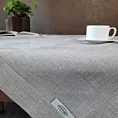 Obrus srebrny 145x280 cm z tkaniny przypominającej płótno STELLA 2 z podwójną listwą na brzegach