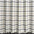 Zasłona szyta na tunelu beżowo grafitowa z tkaniny o naturalnym splocie z nadrukowanym wzorem w kratę
