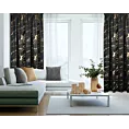 Zasłona welwetowa czarno, złocista zdobiona marmurkiem 140x270 cm taśma - MOLLY