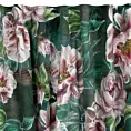 Zasłona zielono, różowa ze wzorem kwiatowym z welwetu 140x270 cm taśma /szelki - PALMERA
