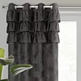 Zasłona czarna zdobiona falbanami z moherowej tkaniny 140x250 cm przelotka - AGIS