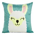 Poszewka na poduszkę 45x45 cm welwetowa, turkusowo biała z motywem lamy KIDS 2 DESIGN 91