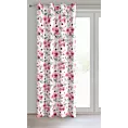 Zasłona biało, różowa z malarskim motywem kwiatów 140x250 cm przelotka - CECILY