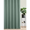 Zasłona szyta na flexach miętowa z tkaniny blackout zaciemniającej w 100% o naturalnej strukturze