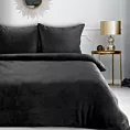 Pościel 220x200 cm gładka z polaru kolor czarny FLANO