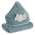 Ręcznik kąpielowy dziecięcy 100x100 cm bawełniany kolor niebieski z kapturem i aplikacją słonika 400 g/m2 BABY 59