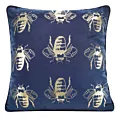 Poszewka na poduszkę 45x45 cm welwetowa, granatowo złocista z motywem pszczół BILNK