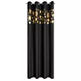 Zasłona czarno, złota zdobiona świątecznymi śnieżynkami 140x250 przelotka - ASTRA