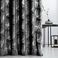 Zasłona szyta na taśmie 5 cm czarno srebrna z tkaniny welwetowej zdobionej delikatnie połyskującym drukiem