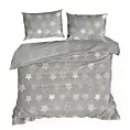 Pościel 220x200 cm z polaru kolor srebrny z gwiazdkami FLANO