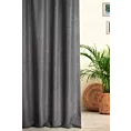 Zasłona szyta na flexach LOVELY grafitowa z widocznym ozdobnym splotem, o naturalnym charakterze