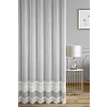 Firana szyta na flexach biała z tkaniny typu ADEN zdobionej haftem tworzącym dwa poziome pasy
