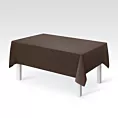 Obrus szyty brązowy z gładkiej tkaniny zaciemniającej typu dimout wykończona obciążnikiem