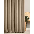 Zasłona szyta na flexach jasnobrązowa z tkaniny o naturalnym splocie z efektem melanżu