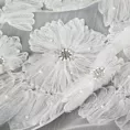 Firana biała z siateczki zdobiona kwiatami z dodatkiem drobnych perełek 3D 140x250 cm przelotka - JASMIN 3 Eva Minge