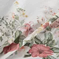Obrus owalny naturalno, różowy 140x240 cm SUMMER 12 zdobiony nadrukiem letnich kwiatów