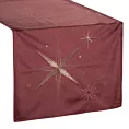 Bieżnik świąteczny na stół 40x140 cm bordowy welwetowy zdobiony szampańskimi gwiazdkami