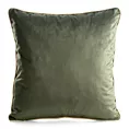 Poszewka na poduszkę 45x45 cm welwetowa oliwkowo, beżowo z roślinnym nadrukiem VELVET 213