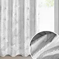 Zasłona  biało, srebrna zdobiona błyszczącym motywem egzotycznych liści 140x250 cm przelotki - ZARIA
