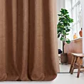 Zasłona szyta na taśmie 5 cm brązowa z tkaniny typu bukla o grubym splocie
