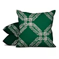 Poszewka szyta zielona z tkaniny welwetowej z geometrycznym błyszczącym nadrukiem