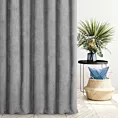 Zasłona szyta na taśmie 5 cm stalowa z miękkiej matowej tkaniny szenilowej o naturalnym splocie
