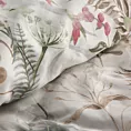Pościel 140x200 cm bawełniana kolor biały, brązowy z motywem botanicznym SPRING 47
