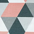 Zasłona biało, ciemnoróżowa z geometrycznym wzorem 140x250 cm przelotka - ADINA