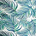 Narzuta biało, niebieska 200x220 cm z nadrukiem palmowych liści pikowana techniką hot press PALMS 2 Design 91