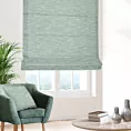 Roleta rzymska miętowa z matowej luźnotkanej tkaniny z efektem melanżu, wykończona obciążnikiem