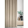Zasłona szyta na taśmie 5 cm ciemnokremowa z tkaniny strukturalnej z delikatnym połyskiem
