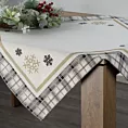Bieżnik na stół naturalno, czarny 90x90 cm gobelinowy ANGEL z motywem kraty i śnieżynek