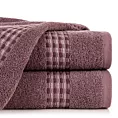Ręcznik kąpielowy 50x90 cm bawełniany kolor liliowy z przeplataną bordiurą 500 g/m2 RIVA