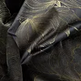 Zasłona czarna w złote kwiaty z błyszczącego welwetu 140x250 cm przelotka - STELLA