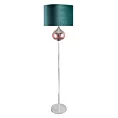Lampa stojąca do salonu szałwiowo, miedziana SALVIA na metalowej podstawie z szklaną kula z welwetowym abażurem LIMITED COLLECTION