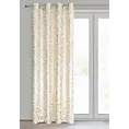Zasłona kremowo, szampańska z błyszczącym nadrukiem z welwetu 140x250 cm przelotka - MILENA