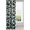 Zasłona czarno, niebieska w kwiaty irysów 140x250 cm przelotka - MAJA