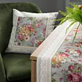 Poszewka na poduszkę 45x45 cm gobelinowa popielato, różowa zdobiona tkanym motywem kwiatowym GOB