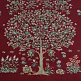 Obrus czerwono, zielony 140x180 cm gobelinowy zdobiony żakardowym wzorem drzewka - kolekcja AMAROSA