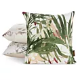 Poszewka na poduszkę 40x40 cm z satyny bawełnianej zielono, biała zdobiona nadrukiem egzotycznych liści SPRING 43